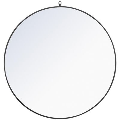 Pemberly Row 48" Contemporary Metal Frame Hooked Mirror in Black