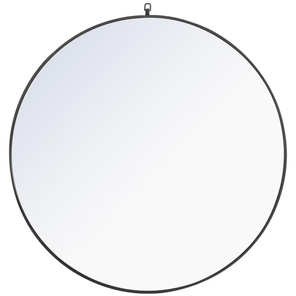 Pemberly Row 48" Contemporary Metal Frame Hooked Mirror in Black