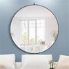 Pemberly Row 48" Contemporary Metal Frame Hooked Mirror in Black view 2