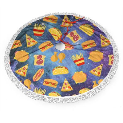 Christmas Tree Skirt,Fast Food,Xmas Tree Skirts for Christmas Decorations, New Year House Decoration Supplies,48 Inches