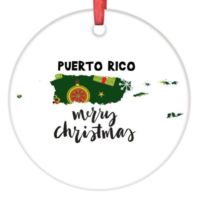 Christmas Ornaments Puerto Rico Christmas Tree Ornaments American State Merry Christmas Ceramic Round Personalized Christmas Ornaments 2022 Christmas Decor Keepsake Holiday Christmas Decor 3 Inch