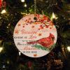 Christmas Ceramic Ornament Because Someone We Love is in Heaven Christmas Ornament Keepsake Red Bird Angel are Near Floral Red Xmas Tree Decorations Flat Circle Ceramic Ornament 3 Inch view 1
