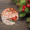 Christmas Ceramic Ornament Because Someone We Love is in Heaven Christmas Ornament Keepsake Red Bird Angel are Near Floral Red Xmas Tree Decorations Flat Circle Ceramic Ornament 3 Inch view 2