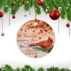 Christmas Ceramic Ornament Because Someone We Love is in Heaven Christmas Ornament Keepsake Red Bird Angel are Near Floral Red Xmas Tree Decorations Flat Circle Ceramic Ornament 3 Inch view 3