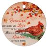 Christmas Ceramic Ornament Because Someone We Love is in Heaven Christmas Ornament Keepsake Red Bird Angel are Near Floral Red Xmas Tree Decorations Flat Circle Ceramic Ornament 3 Inch view 4