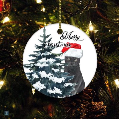 Meowy Christmas Cat Christmas Ceramic Ornament Christmas Tree Cat Personalized Christmas Ornament Ornament for Christmas Tree