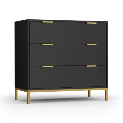 Anmytek Black Dresser for Bedroom, 3 Drawer Dresser with Spacious Storage Modern Wood Chest of Drawers for Bedroom Living Room Chest of Drawers for Hallway H0073