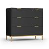 Anmytek Black Dresser for Bedroom, 3 Drawer Dresser with Spacious Storage Modern Wood Chest of Drawers for Bedroom Living Room Chest of Drawers for Hallway H0073 view 1