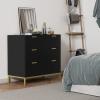 Anmytek Black Dresser for Bedroom, 3 Drawer Dresser with Spacious Storage Modern Wood Chest of Drawers for Bedroom Living Room Chest of Drawers for Hallway H0073 view 2