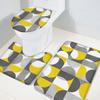Bath Mat 3 Piece Bathroom Rug Sets, Yellow Gray Geometric Non Slip Bath Rug Contour Mat and Toilet Lid Cover, Absorbent Shower Mats Soft Bath Rug and Mat Sets Nordic Abstract Circle Design Large view 2