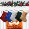 AtiMing Personalized Christmas Stockings Sequin Family of 6 Large Red Blue Green Gold Silver Sparkly Custom Christmas Stockings with Names Customized Stockings for Xmas Fireplace Decorations view 1
