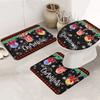 Bath Mat 3 Piece Bathroom Rug Sets, Christmas Non Slip Bath Rug Contour Mat and Toilet Lid Cover, Absorbent Shower Mats Soft Bath Rug and Mat Sets Colorful Xmas Lamp Balls Snowflake Red Plaid Small