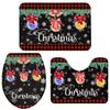 Bath Mat 3 Piece Bathroom Rug Sets, Christmas Non Slip Bath Rug Contour Mat and Toilet Lid Cover, Absorbent Shower Mats Soft Bath Rug and Mat Sets Colorful Xmas Lamp Balls Snowflake Red Plaid Small view 3