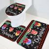 Bath Mat 3 Piece Bathroom Rug Sets, Christmas Non Slip Bath Rug Contour Mat and Toilet Lid Cover, Absorbent Shower Mats Soft Bath Rug and Mat Sets Colorful Xmas Lamp Balls Snowflake Red Plaid Small view 4