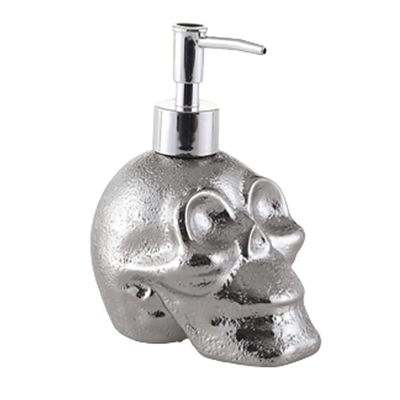 GHQYP Vintage Ceramic Soap Dispenser Skull Shaped Lotion Dispenser Leak Proof Fillable Liquid Pump Soap Pump 15oz/450ml