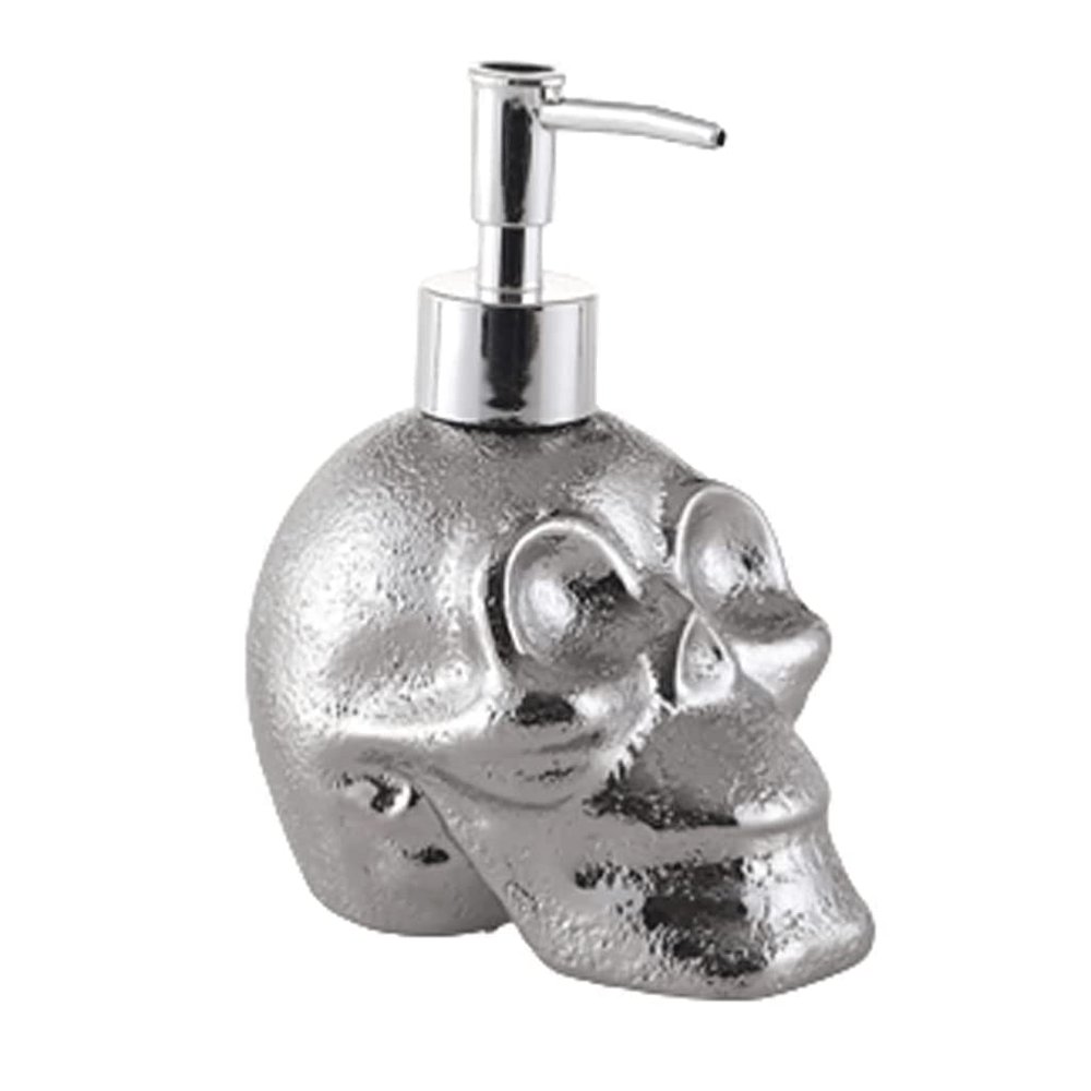 GHQYP Vintage Ceramic Soap Dispenser Skull Shaped Lotion Dispenser Leak Proof Fillable Liquid Pump Soap Pump 15oz/450ml