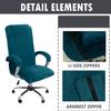 DKSLIPGO Velvet Office Chair Cover with Arm Covers - Stretch Computer Desk Universal Boss Swivel Gaming Chair (Large, Lake Blue) view 2