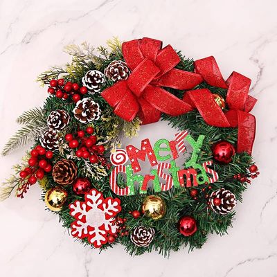 LOYONA Christmas Wreath Champagne Gold Window Wall Door DecorationOutdoor Lighted Christmas Wreath for Front Door, Xmas Wreath for Holiday Christmas Party Decorations (Color : D-45cm)