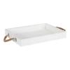Kate and Laurel Bayville Coastal Farmhouse Wood Tray; 13 x 17; White; Decorative Wooden Tray with Rope Handles and Rustic Distressed Finish for Serving; Storage; and Display view 1