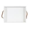 Kate and Laurel Bayville Coastal Farmhouse Wood Tray; 13 x 17; White; Decorative Wooden Tray with Rope Handles and Rustic Distressed Finish for Serving; Storage; and Display view 2