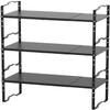 Jojocross Expandable Shelf for Cabinet Organizer Adjustable and Stackable Spice Rack at Kitchen and Bathroom More, Counter Countertop Cupboard Organization Pantry Storage(LARGE/3PACKS/BLACK) view 1