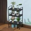 Jojocross Expandable Shelf for Cabinet Organizer Adjustable and Stackable Spice Rack at Kitchen and Bathroom More, Counter Countertop Cupboard Organization Pantry Storage(LARGE/3PACKS/BLACK) view 2