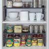 Jojocross Expandable Shelf for Cabinet Organizer Adjustable Stackable Spice Rack at Kitchen and Bathroom more, Counter Countertop Cupboard Organization Pantry Storage(MEDIUM/2PACKS/BLACK) view 4
