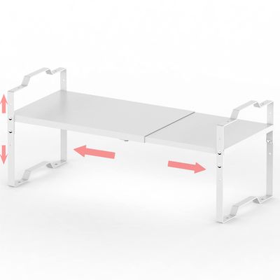 Jojocross Expandable Shelf for Cabinet Organizer Adjustable Stackable Spice Rack at Kitchen and Bathroom More, Counter Countertop Cupboard Organization Pantry Storage(LARGE/1PACK/WHITE)