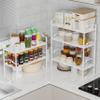 Jojocross Expandable Shelf for Cabinet Organizer Adjustable Stackable Spice Rack at Kitchen and Bathroom More, Counter Countertop Cupboard Organization Pantry Storage(MEDIUM/3PACKS/WHITE) view 2