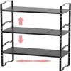 Jojocross Expandable Shelf for Cabinet Organizer Adjustable Stackable Spice Rack at Kitchen and Bathroom More, Counter Countertop Cupboard Organization Pantry Storage(MEDIUM/3PACKS/BLACK) view 1