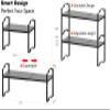 Jojocross Expandable Shelf for Cabinet Organizer Adjustable Stackable Spice Rack at Kitchen and Bathroom More, Counter Countertop Cupboard Organization Pantry Storage(MEDIUM/3PACKS/BLACK) view 3