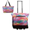 New York XPress 2-in-1,Portable and Push-Rolling Tote Bag/Rolling Tote with Wheels and Handle/Raibow-Tie-Dye Shopping Tote Bag view 1