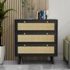 Anmytek Black Dresser for Bedroom with 3 Drawers, Modern Wood 3 Drawer Dresser, Black Chest of Drawer with Spacious Storage Rattan Dresser for Bedroom Living Room H0075 view 1
