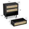 Anmytek Black Dresser for Bedroom with 3 Drawers, Modern Wood 3 Drawer Dresser, Black Chest of Drawer with Spacious Storage Rattan Dresser for Bedroom Living Room H0075 view 2