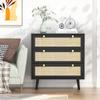 Anmytek Black Dresser for Bedroom with 3 Drawers, Modern Wood 3 Drawer Dresser, Black Chest of Drawer with Spacious Storage Rattan Dresser for Bedroom Living Room H0075 view 3