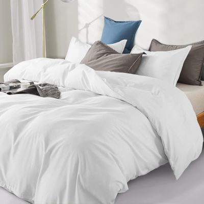 All Star Linen California King Size Duvet Cover Ultra Soft Breathable 1 Piece Bedding White Duvet Cover Cal-King (110'' x 98'') Set with Zipper Closure 1 Duvet Cover