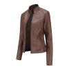 HINDOLA Womens Faux Leather Jackets Short Motorcycle Jacket Winter Fashion Moto Biker Casual Jackets Coat view 3