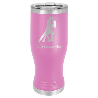 LaserGram 14oz Vacuum Insulated Pilsner Mug, Salsa Dancers, Personalized Engraving Included (Light Purple)