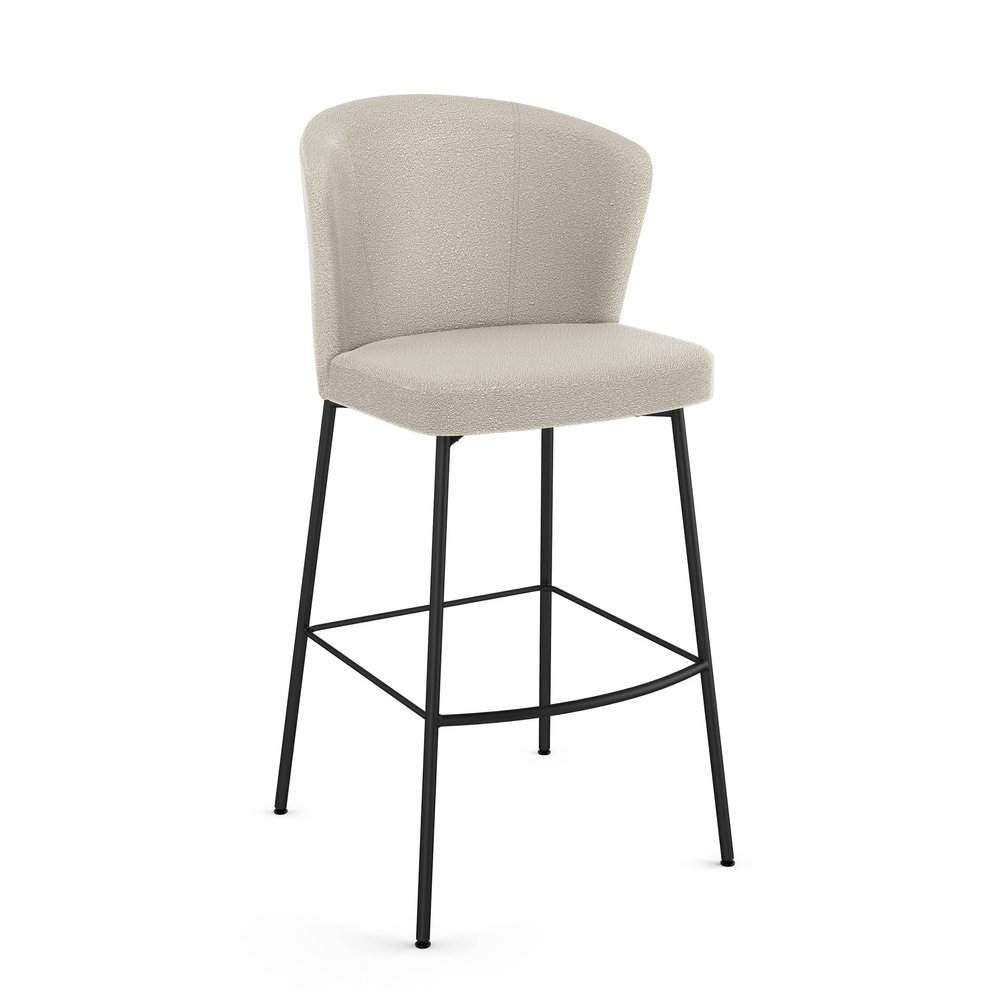 Amisco Camilla 27.25 in. Counter Stool - Cream Boucl Polyester/Black Metal