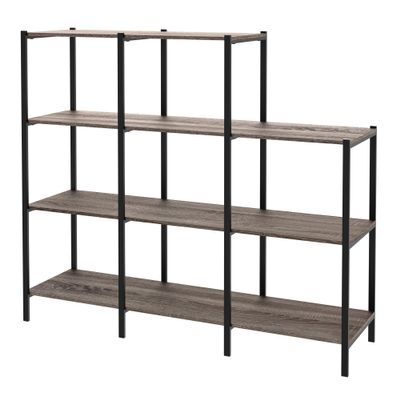ClosetMaid 4-Tier Bookcase, 5 Shelves, Display Shelf for Living Room or Office, Industrial Black Metal and Wood, Weathered Gray