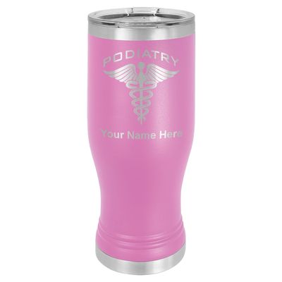 LaserGram 14oz Vacuum Insulated Pilsner Mug, Podiatry, Personalized Engraving Included (Light Purple)