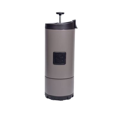 BruTrek by Planetary Design OVRLNDR Travel Coffee French Press, 24 fl.oz, Double Wall Insulated, Patented Removable Bottom, Locking No Spill Lid, On The Go Coffee Brewing (Storm Gray)