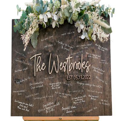 Wooden Guestbook Wedding Alternative, 3D Square Guest Book Wedding Alternative, Custom Wood Guest Book Sign, Wedding Decor. Laser Guestbook Square - Marshmallow