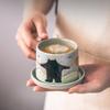 Coffee Mugs Ceramic Cup Literary Creative Light Luxury Coffee Cup European Mug Set Retro Ice Cracked Glaze Tea Cup Mug Set (Color : A) view 4