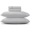 TEXAS LINEN CO. Luxury Egyptian Cotton King Stripe Sheet Set, 600 Thread Count Extra Long Staple 4 PC Set, King White Damask Sheets, Soft, Cooling Sateen Weave Sheets Upto 18 in Deep Pocket view 1