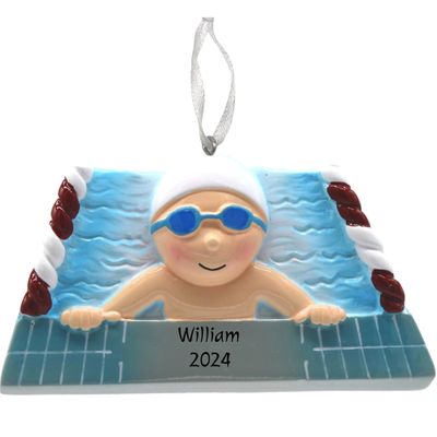 2025 Personalized Ornament Swimmer Boy Christmas Tree Gift Celebration Custom Customized Sport Ornament Station - Free Personalization (Boy)