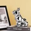 9in French Bulldog Statue, Bulldog Sculpture Decor, Resin Dog Animal Sculpture with Silver Necklace Animal Statues for Home Decor for Room, TV Stand, Bedroom, Shelves, and Desktop (9in,Silver) view 2