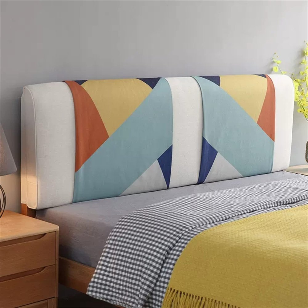 ZZYK Modern Upholstered Headboard Cotton and Linen Fabric Wedge Headboard Pillow Anti-Collision Cushions Soft Case Lumbar Support Backrest with Removable Cover,B,No headboard Full 47.2"