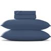 TEXAS LINEN CO. Luxury Egyptian Cotton King Stripe Sheet Set, 600 Thread Count Extra Long Staple 4 PC Set, King Blue Damask Sheets, Soft, Cooling Sateen Weave Sheets Upto 18 in Deep Pocket view 1