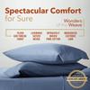 TEXAS LINEN CO. Luxury Egyptian Cotton King Stripe Sheet Set, 600 Thread Count Extra Long Staple 4 PC Set, King Blue Damask Sheets, Soft, Cooling Sateen Weave Sheets Upto 18 in Deep Pocket view 3